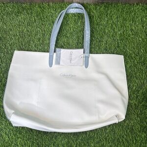 Calvin Klein Fragrance Tote Bag White Large Shoulder Bag‎ NWT Gift w/ Flaw